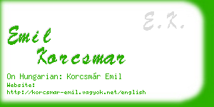 emil korcsmar business card