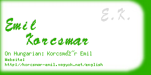 emil korcsmar business card